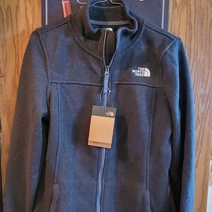 The North Face women's full zip Magy Sweater Fleece, dark gray Heather, medium